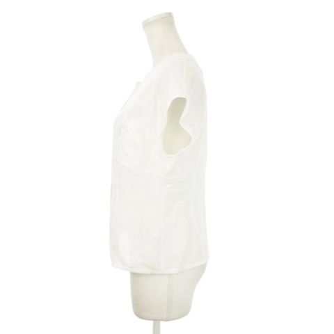 Christian DIOR Sports Short Sleeve Blouse Shirt No Collar French Sleeve Linen