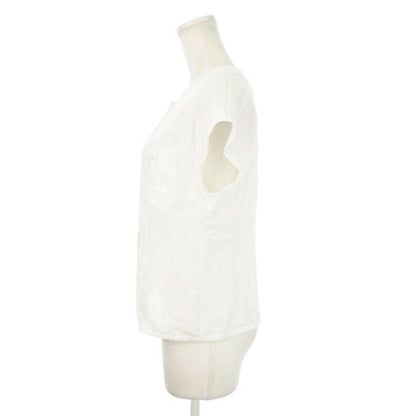 Christian DIOR Sports Short Sleeve Blouse Shirt No Collar French Sleeve Linen