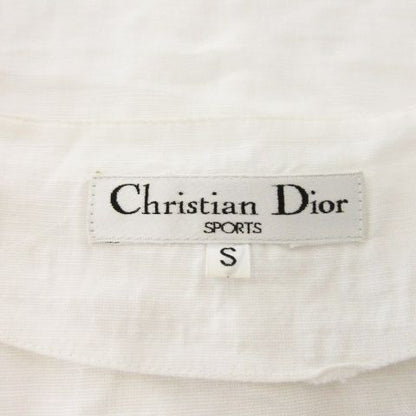 Christian DIOR Sports Short Sleeve Blouse Shirt No Collar French Sleeve Linen
