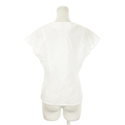 Christian DIOR Sports Short Sleeve Blouse Shirt No Collar French Sleeve Linen