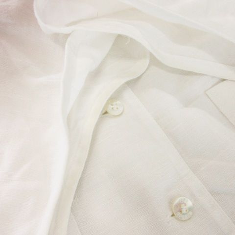 Christian DIOR Sports Short Sleeve Blouse Shirt No Collar French Sleeve Linen