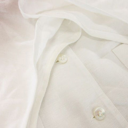 Christian DIOR Sports Short Sleeve Blouse Shirt No Collar French Sleeve Linen