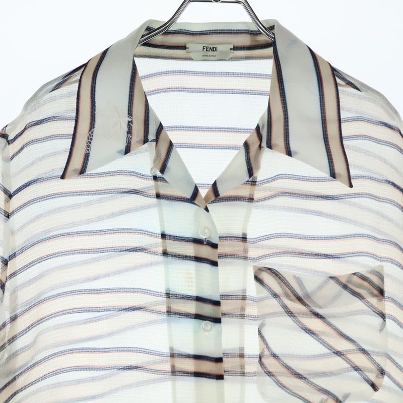 Fendi Striped Sheer Shirt Sheer Women's Fs6989 A2LB