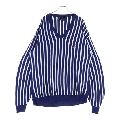 Christian Dior V-neck Striped Knitted Sweater Blue/white