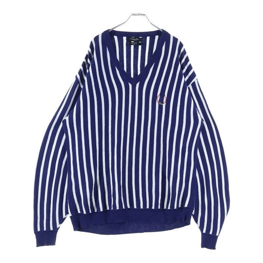 Christian Dior V-neck Striped Knitted Sweater Blue/white