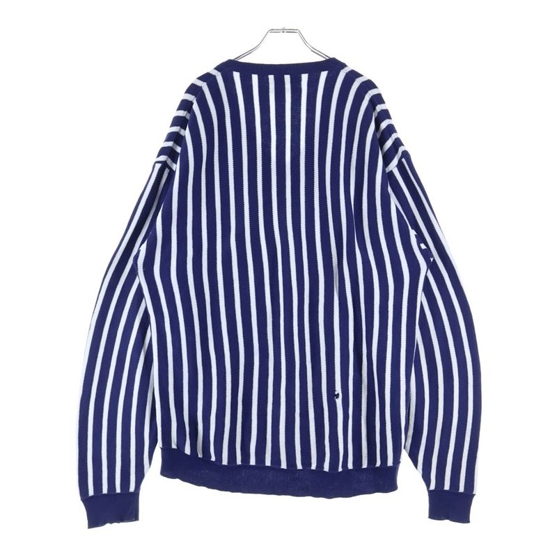 Christian Dior V-neck Striped Knitted Sweater Blue/white