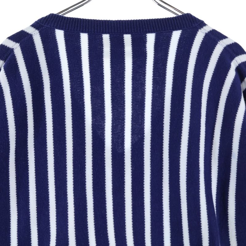 Christian Dior V-neck Striped Knitted Sweater Blue/white