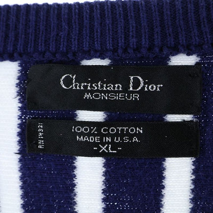 Christian Dior V-neck Striped Knitted Sweater Blue/white