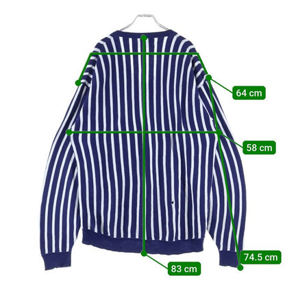 Christian Dior V-neck Striped Knitted Sweater Blue/white