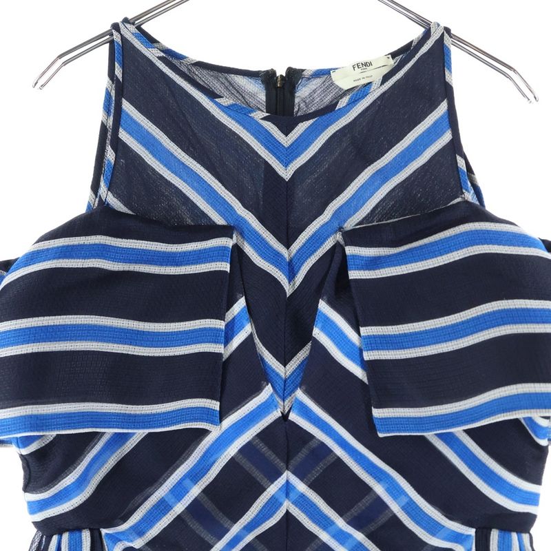 Fendi Silk Geometric Pattern Dress Women Fd9649 A2LB