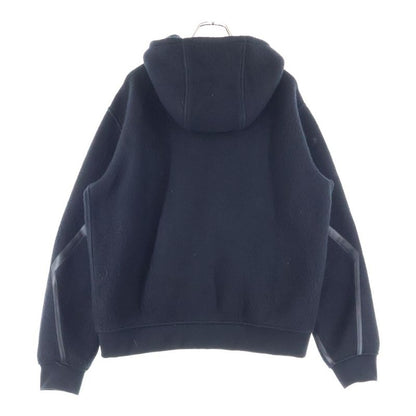 Hermes 22AW Leather Piping Cashmere Zip-up Hooded Jacket Black