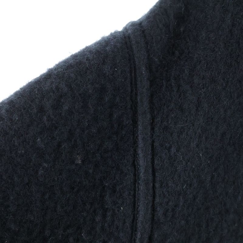 Hermes 22AW Leather Piping Cashmere Zip-up Hooded Jacket Black