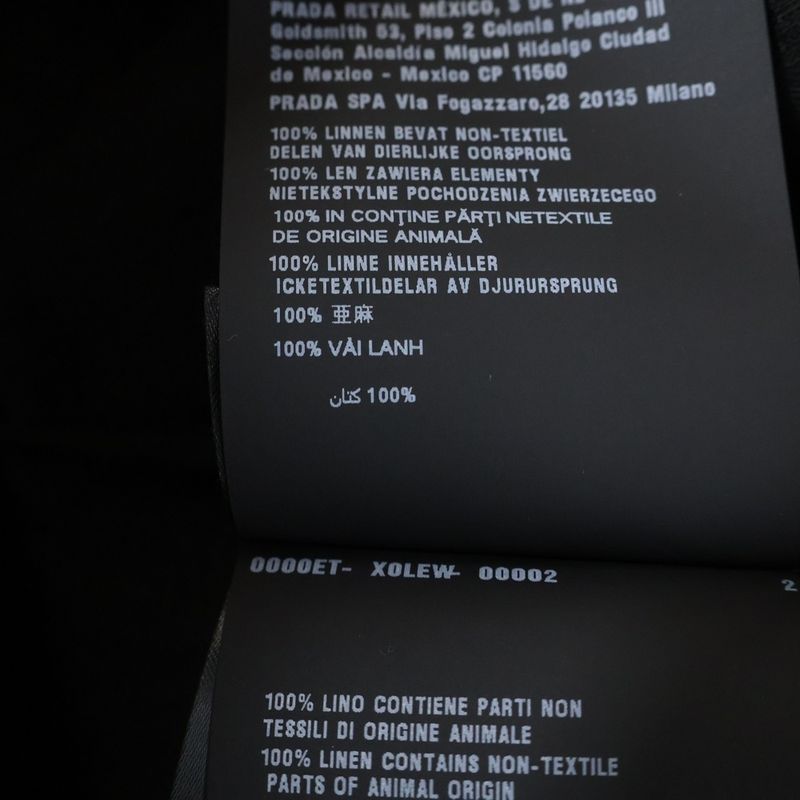 Prada 25SS Triangle Logo Stitching Open Collar Long Sleeve Shirt Black Ucn441