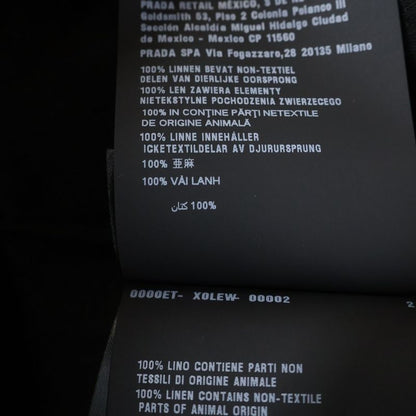 Prada 25SS Triangle Logo Stitching Open Collar Long Sleeve Shirt Black Ucn441