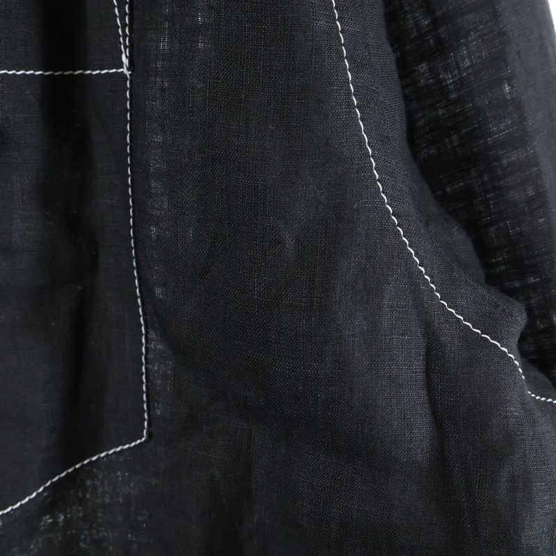 Prada 25SS Triangle Logo Stitching Open Collar Long Sleeve Shirt Black Ucn441