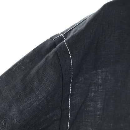 Prada 25SS Triangle Logo Stitching Open Collar Long Sleeve Shirt Black Ucn441