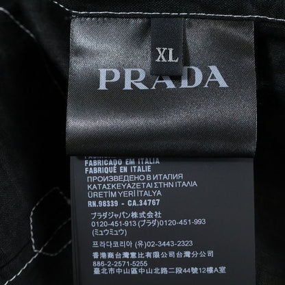 Prada 25SS Triangle Logo Stitching Open Collar Long Sleeve Shirt Black Ucn441
