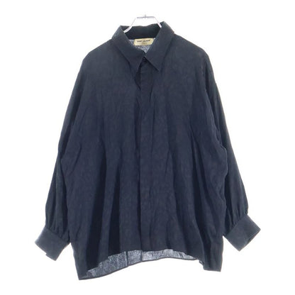 Saint Laurent Paris 22SS Leopard Pattern Silk Long Sleeve Long Sleeved Shirt