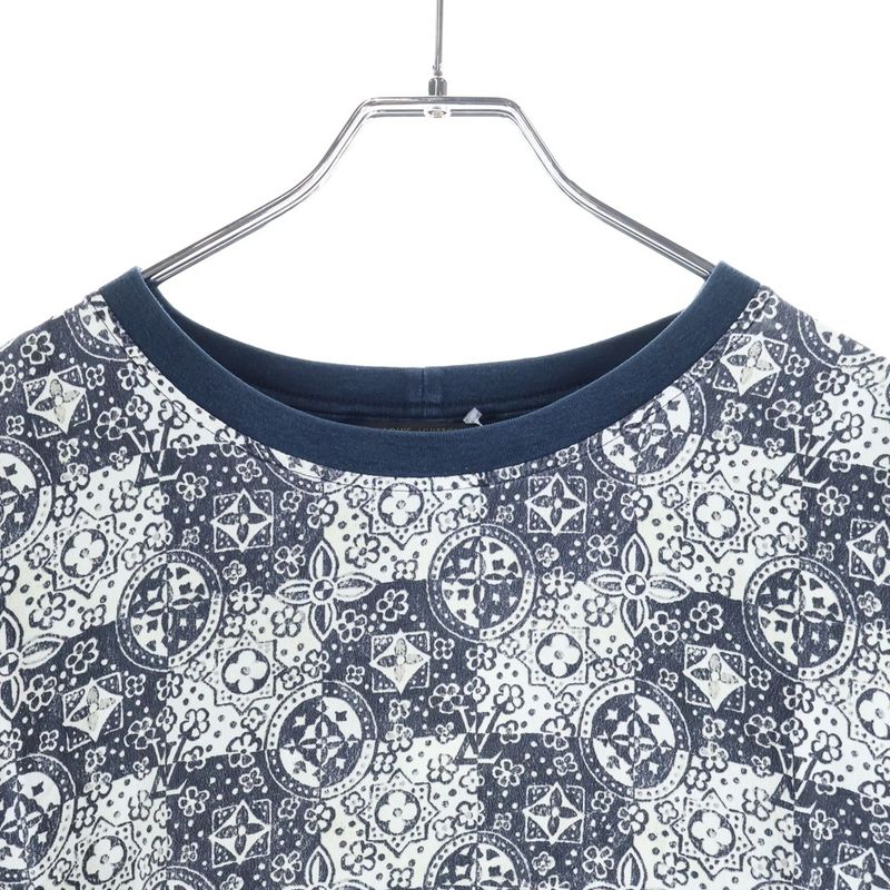 Louis Vuitton Monogram Design Two-tone Crew Neck Short Sleeve T-shirt Cut And