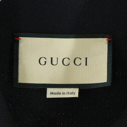 Gucci GG Pique Logo Embroidered Wool Knit Contrast Trim Dress Black Women 681306