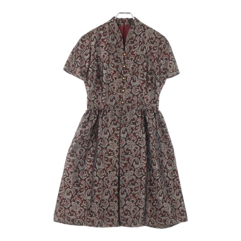 Christian Dior Paisley Allover Wool Silk Jacquard Collarless Short Sleeves