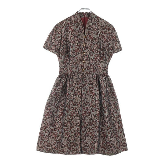 Christian Dior Paisley Allover Wool Silk Jacquard Collarless Short Sleeves