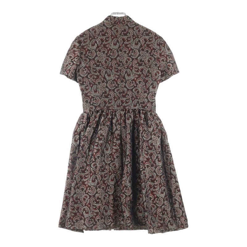 Christian Dior Paisley Allover Wool Silk Jacquard Collarless Short Sleeves