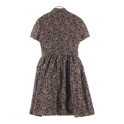 Christian Dior Paisley Allover Wool Silk Jacquard Collarless Short Sleeves