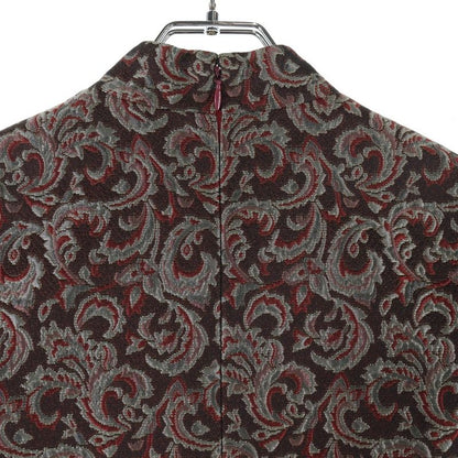 Christian Dior Paisley Allover Wool Silk Jacquard Collarless Short Sleeves