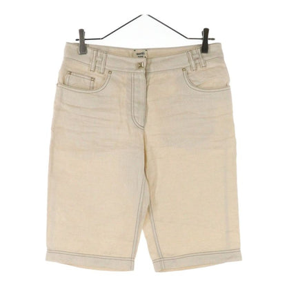 Hermes Medor Button H Belt Loop Denim Half Pants Cream