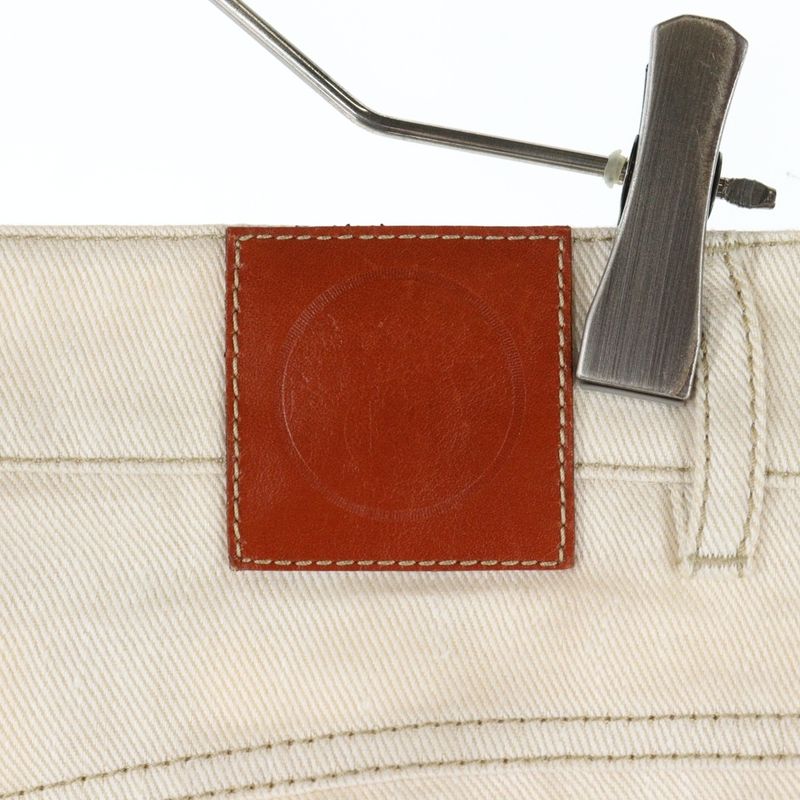 Hermes Medor Button H Belt Loop Denim Half Pants Cream