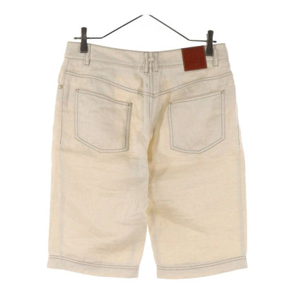 Hermes Medor Button H Belt Loop Denim Half Pants Cream