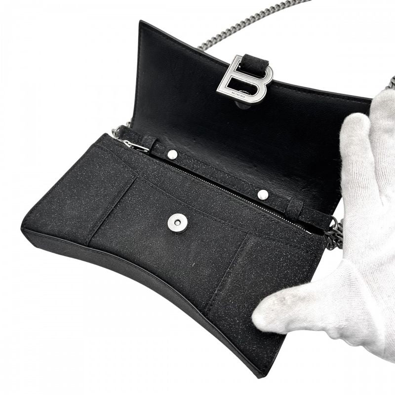 Balenciaga Chain Wallet Women's Hourglass Chain Mini Wallet Lame Shoulder Bag
