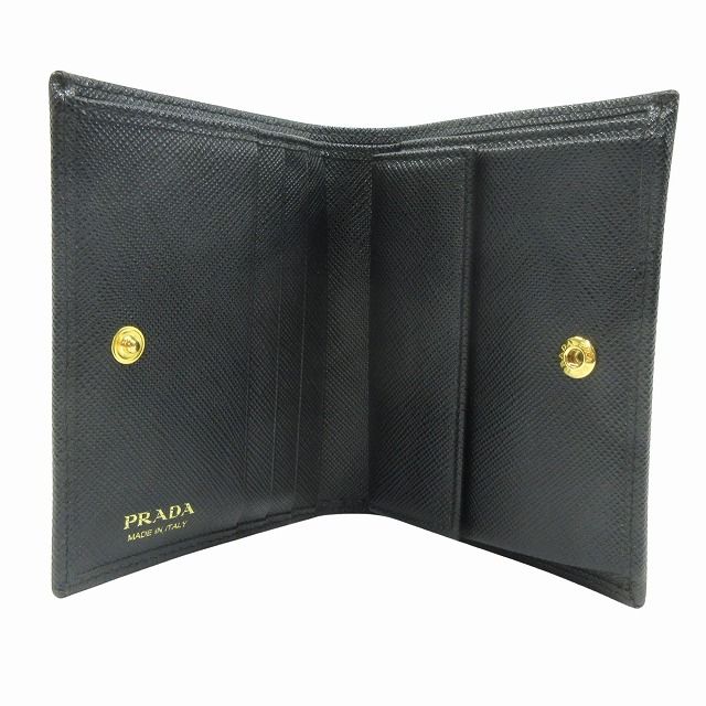 Prada Wallet Fold Saffiano Leather Triangle Logo Triangle Logo Plate Bifold