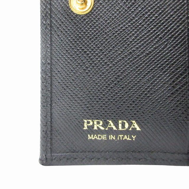 Prada Wallet Fold Saffiano Leather Triangle Logo Triangle Logo Plate Bifold