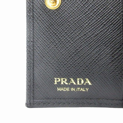 Prada Wallet Fold Saffiano Leather Triangle Logo Triangle Logo Plate Bifold
