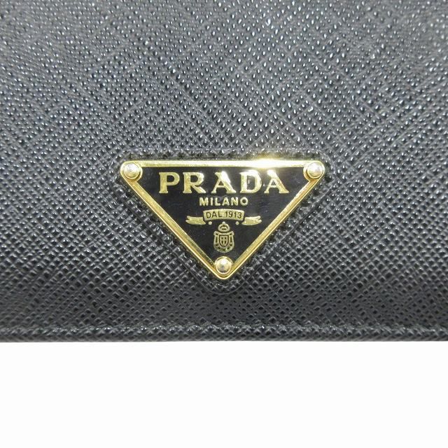 Prada Wallet Fold Saffiano Leather Triangle Logo Triangle Logo Plate Bifold