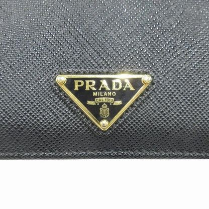 Prada Wallet Fold Saffiano Leather Triangle Logo Triangle Logo Plate Bifold