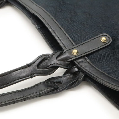 Gucci GG Canvas Tote Bag Shoulder Bag Semi Shoulder Leather Black Gold Hardware