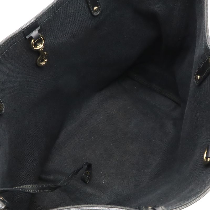 Gucci GG Canvas Tote Bag Shoulder Bag Semi Shoulder Leather Black Gold Hardware