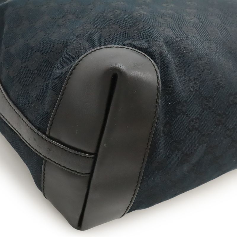 Gucci GG Canvas Tote Bag Shoulder Bag Semi Shoulder Leather Black Gold Hardware