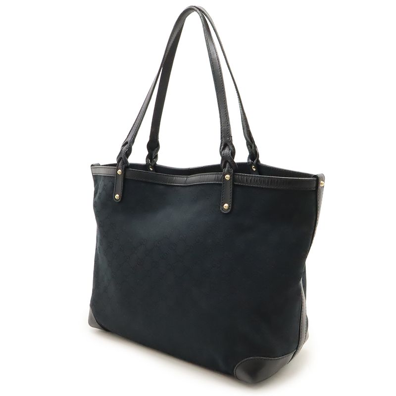 Gucci GG Canvas Tote Bag Shoulder Bag Semi Shoulder Leather Black Gold Hardware