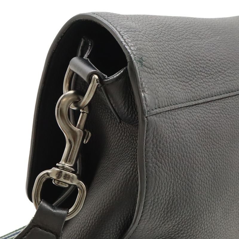 Gucci Messenger Bag Shoulder Bag Crossbody Leather Black 387091