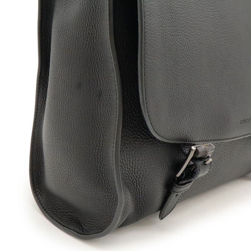 Gucci Messenger Bag Shoulder Bag Crossbody Leather Black 387091