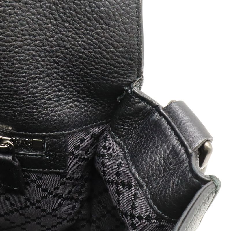 Gucci Messenger Bag Shoulder Bag Crossbody Leather Black 387091