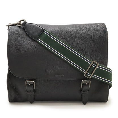 Gucci Messenger Bag Shoulder Bag Crossbody Leather Black 387091