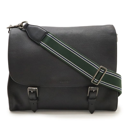 Gucci Messenger Bag Shoulder Bag Crossbody Leather Black 387091