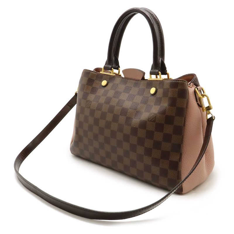 Louis Vuitton Damier Brittany Handbag 2WAY Tote Shoulder Bag PVC Leather
