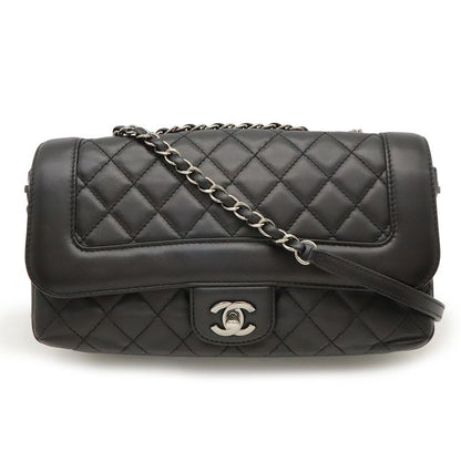 Chanel Matelasse Coco Mark Chain Shoulder Bag Lace Up Braided Leather Black