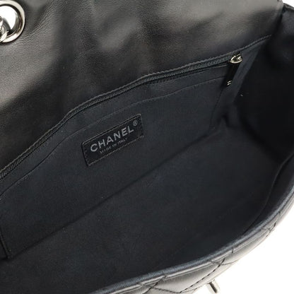 Chanel Matelasse Coco Mark Chain Shoulder Bag Lace Up Braided Leather Black